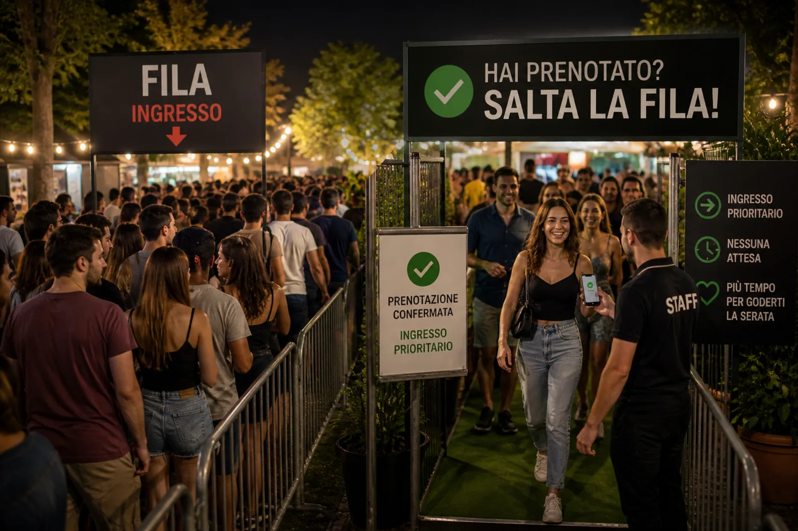 Ingresso sagra con fila e percorso prioritario per chi ha prenotato online